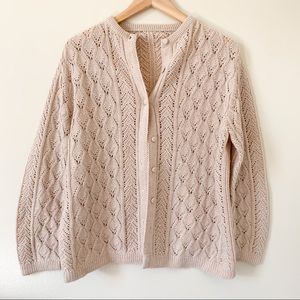 Vintage Tan Button-Up Grandma Cardigan